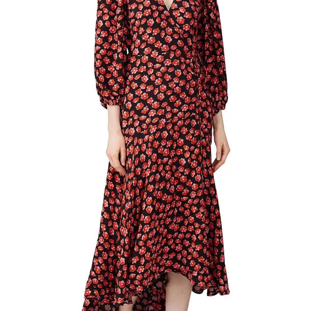 GANNI Printed Midi Wrap Dress